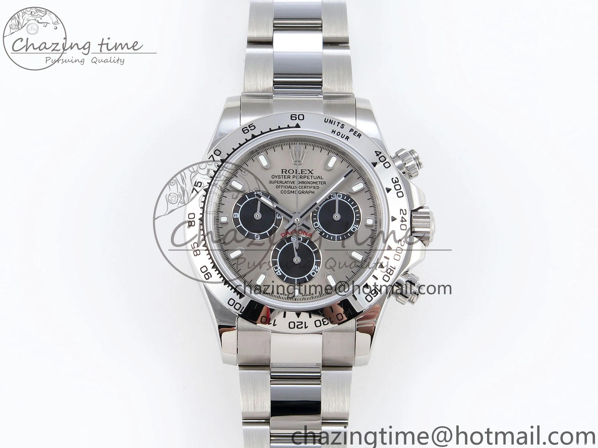 0213 DAYTONA 116509 SS OMF BEST EDITION GRAY BLACK DIAL ON SS BRACELET A7750 (SLIM MOVEMENT) Trendy 1805